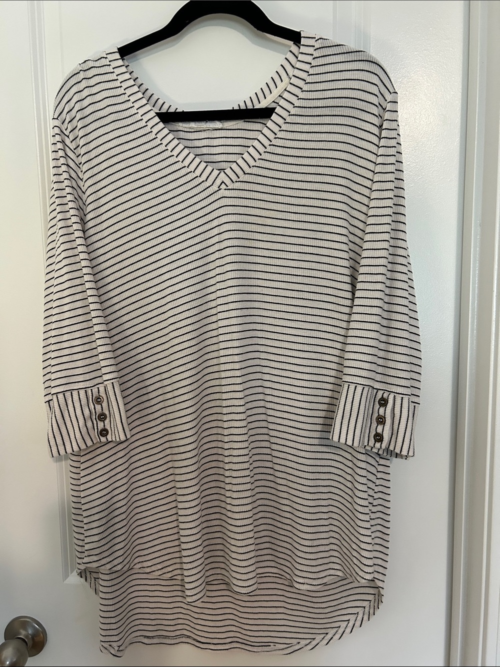 Jane and Delancey White Tunic Dress with Black Stripes